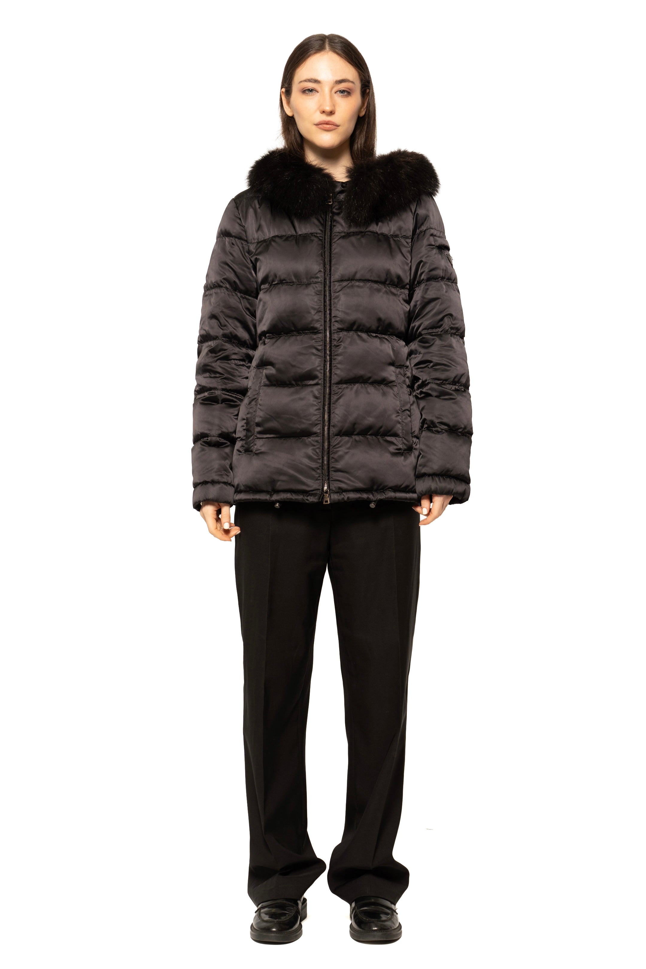 Prada Fur-Trim Sport Hooded Down Jacket