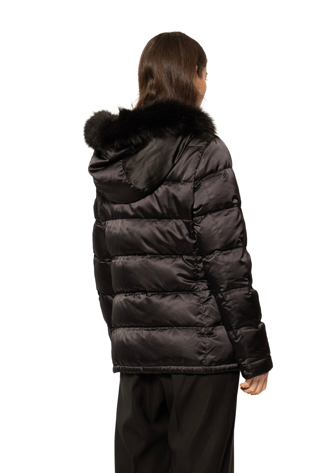 Prada Fur-Trim Sport Hooded Down Jacket