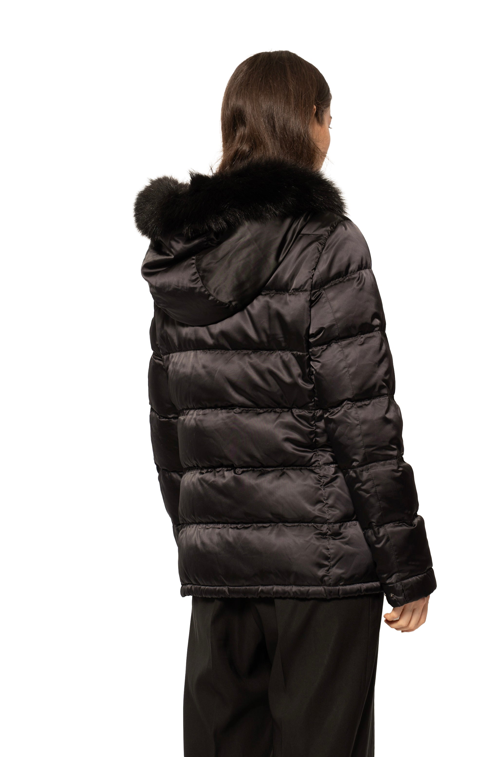 Prada Fur-Trim Sport Hooded Down Jacket
