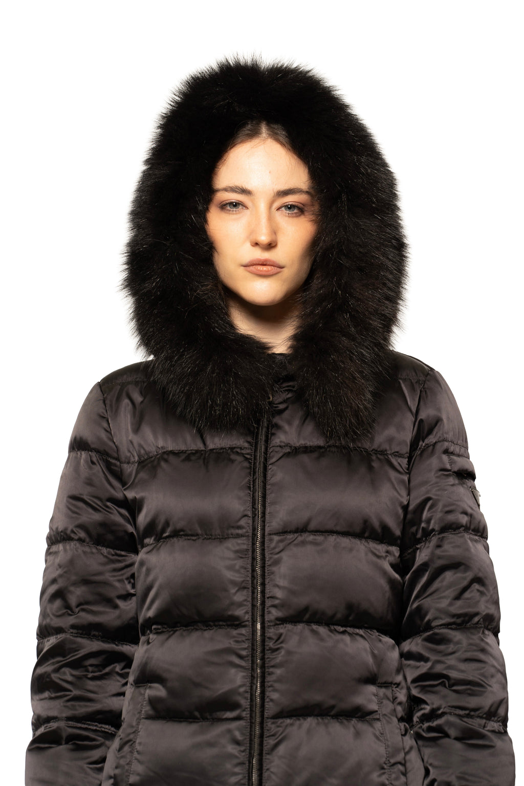 Prada Fur-Trim Sport Hooded Down Jacket