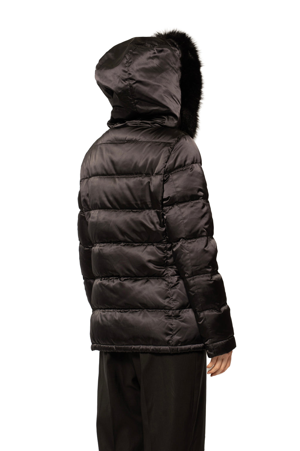 Prada Fur-Trim Sport Hooded Down Jacket