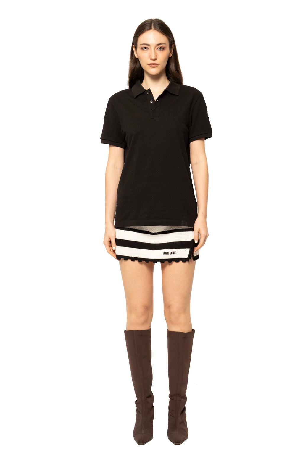 Moncler Classic Logo Cotton Piqué Polo Shirt