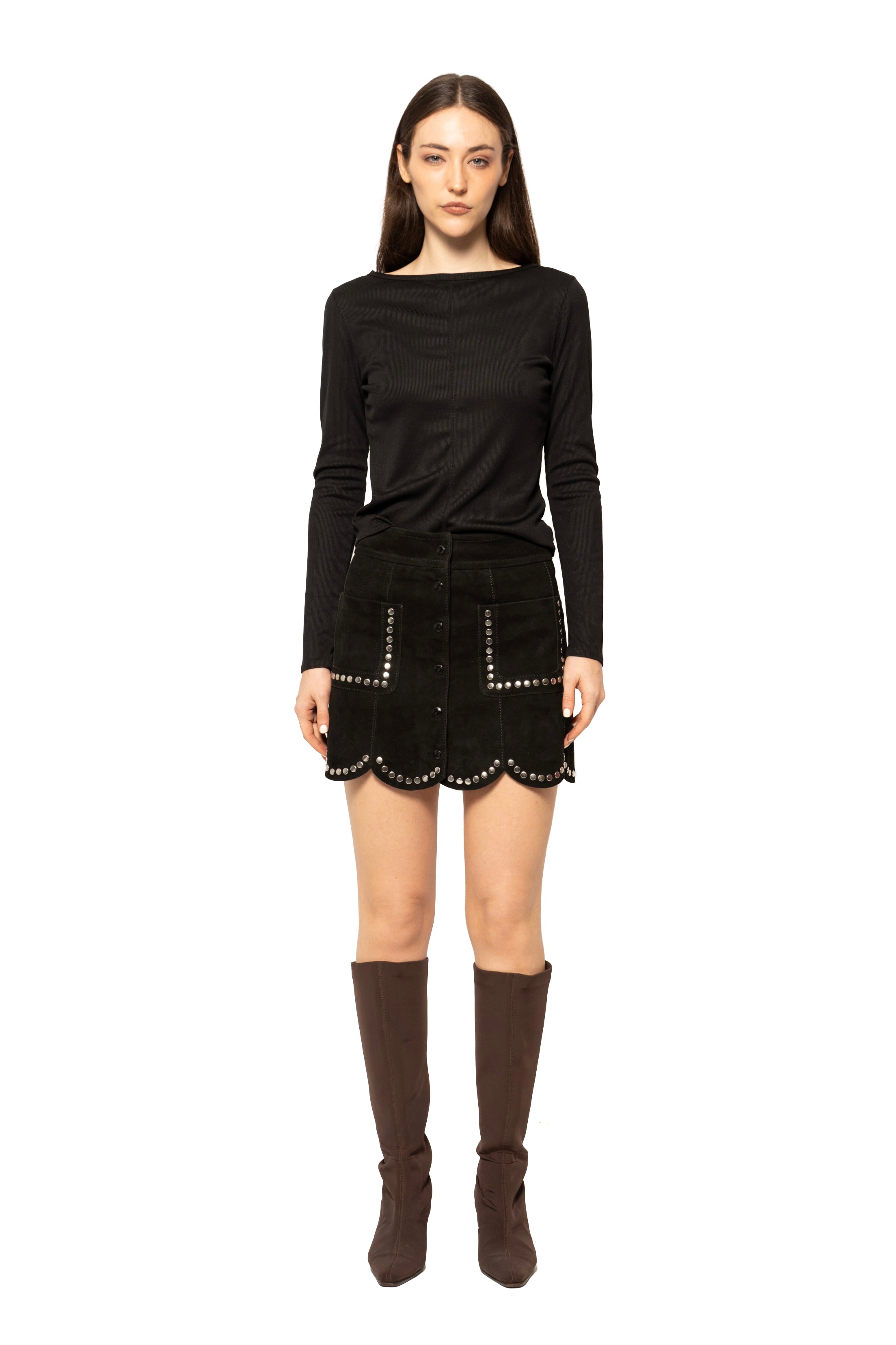 Zadig & Voltaire Studded Suede Mini Skirt