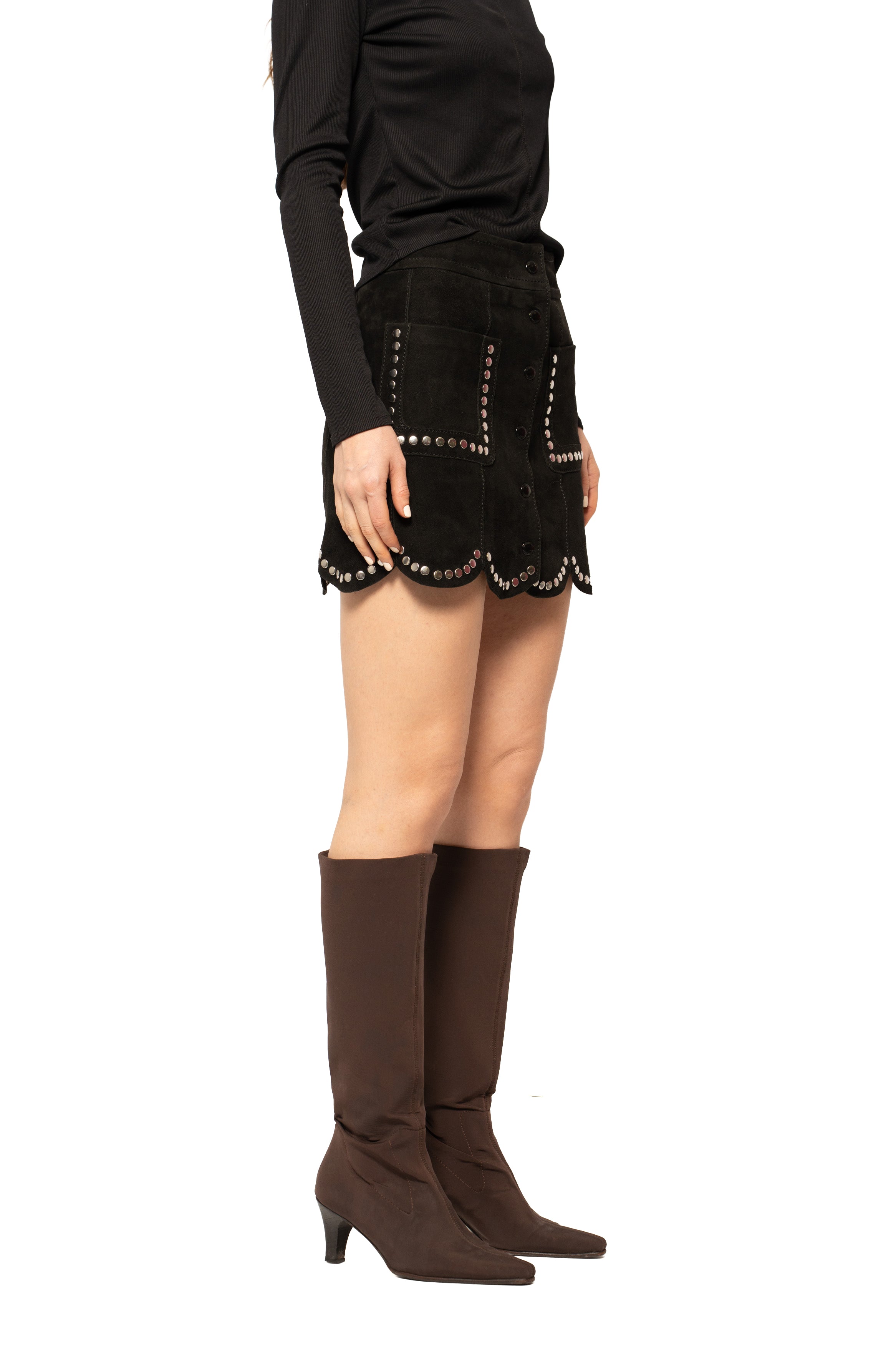 Zadig & Voltaire Studded Suede Mini Skirt
