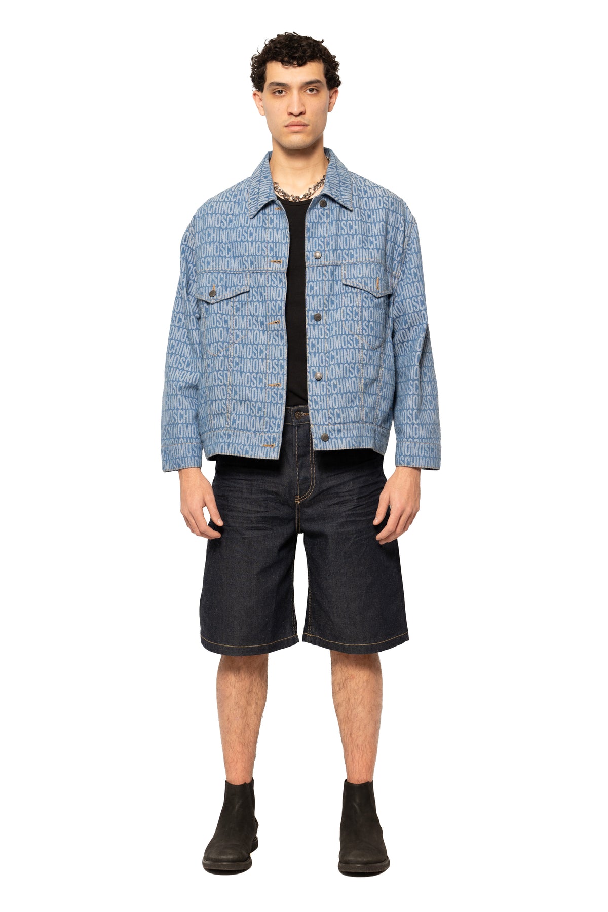 Moschino Monogram-Print Denim Jacket