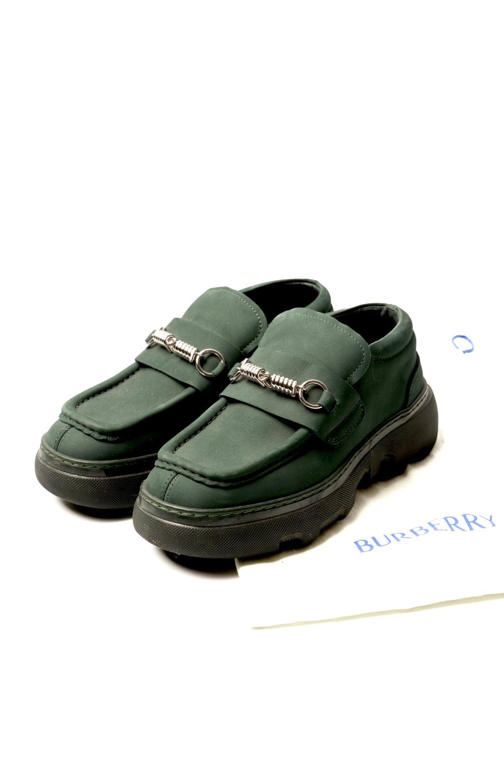 Burberry Green Leather Loafers