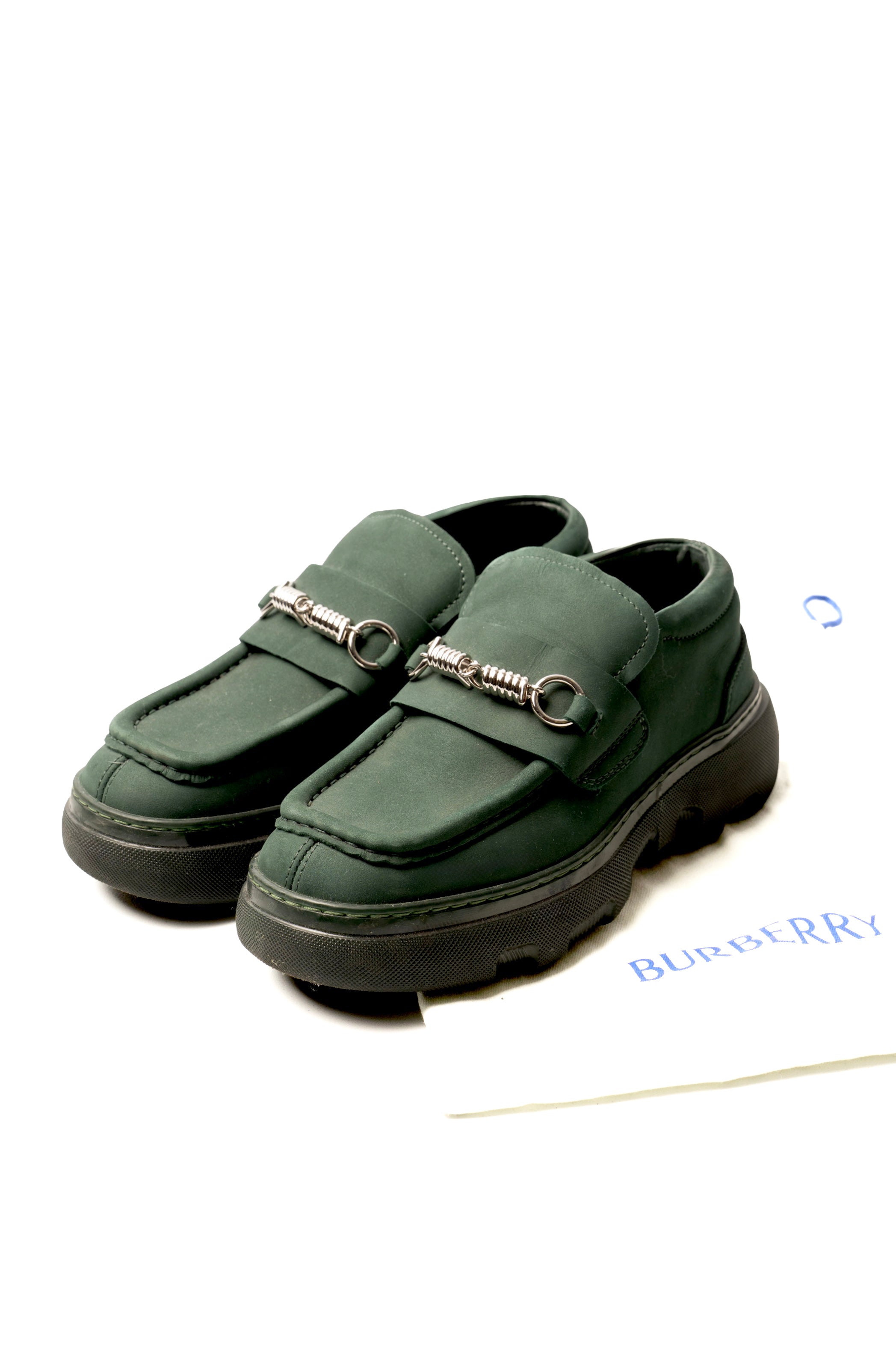 Burberry Green Leather Loafers