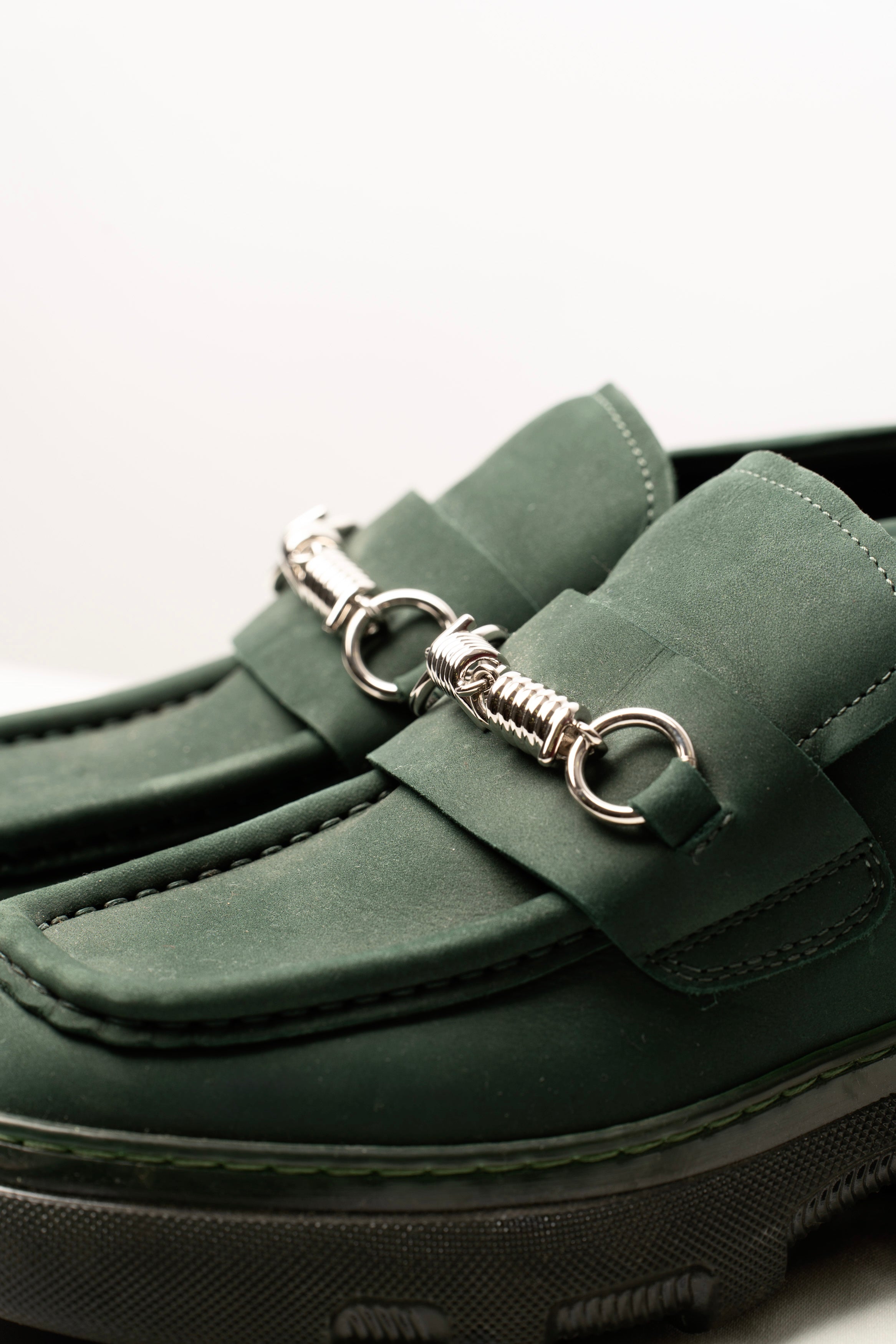 Burberry Green Leather Loafers