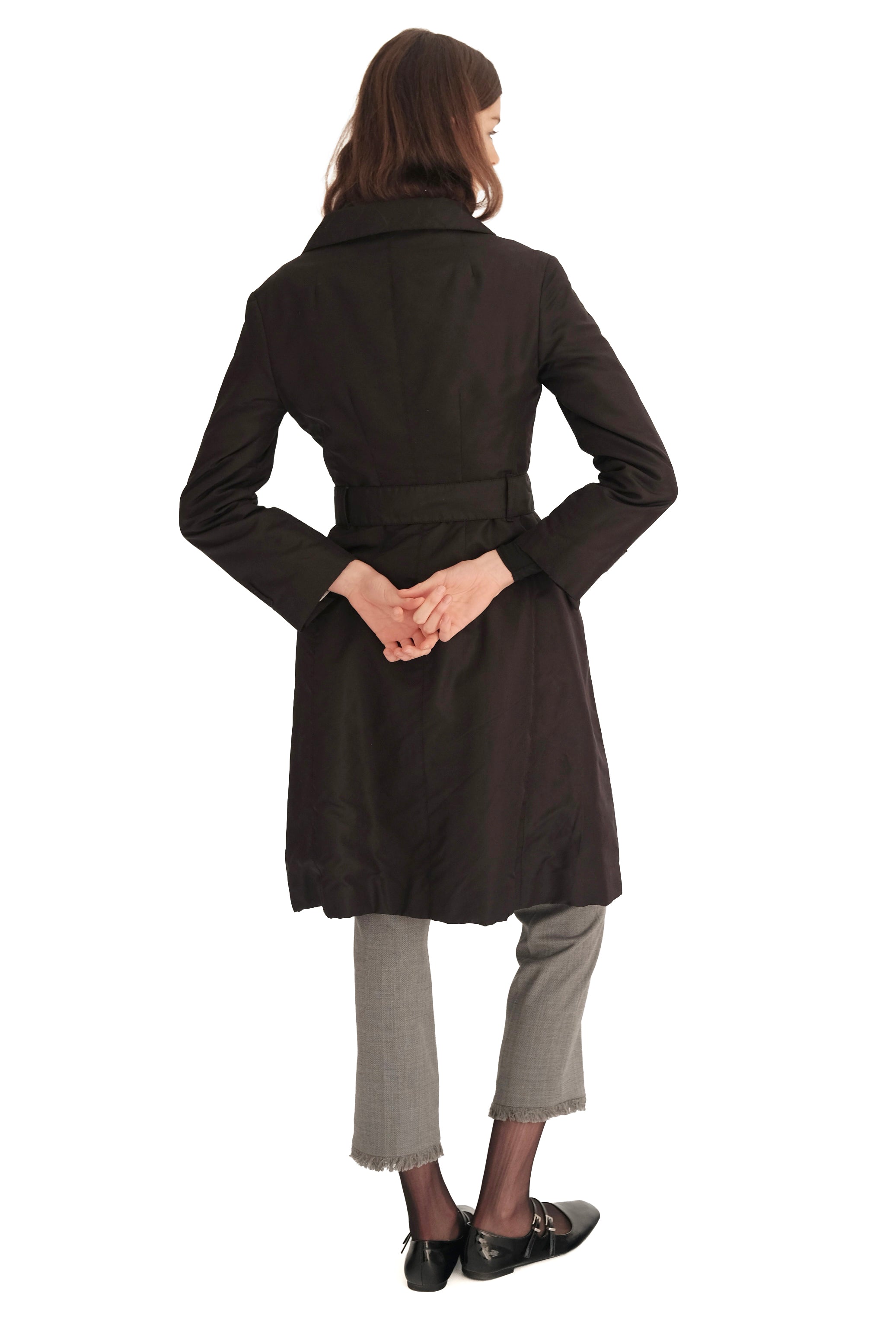 Prada Double-Breasted Nylon Trench Coat