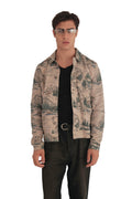 AllSaints 'Mt. Landscape' Printed Suede Leather Trucker Jacket