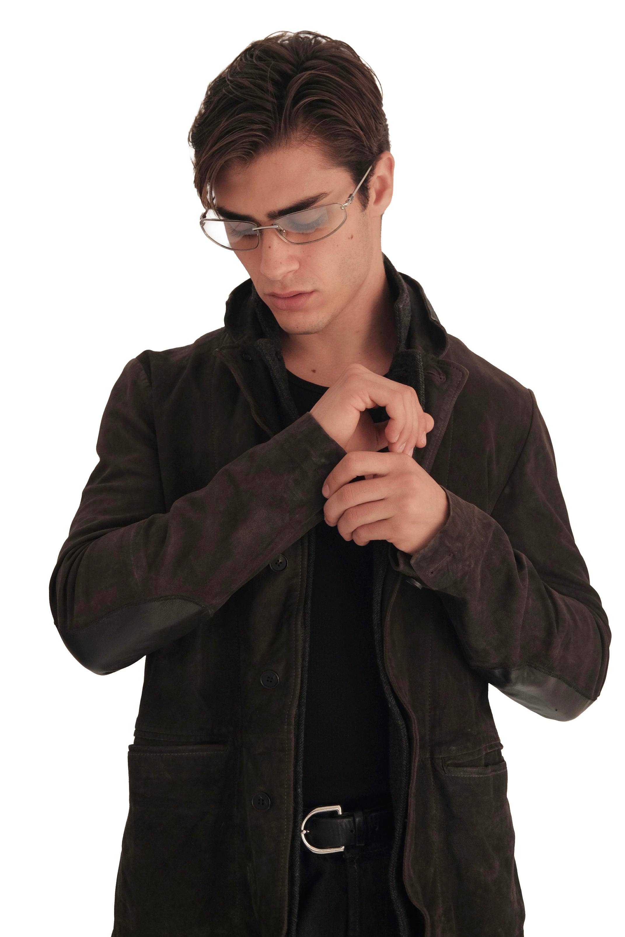 AllSaints Survey Double Layer Waxed Suede Blazer