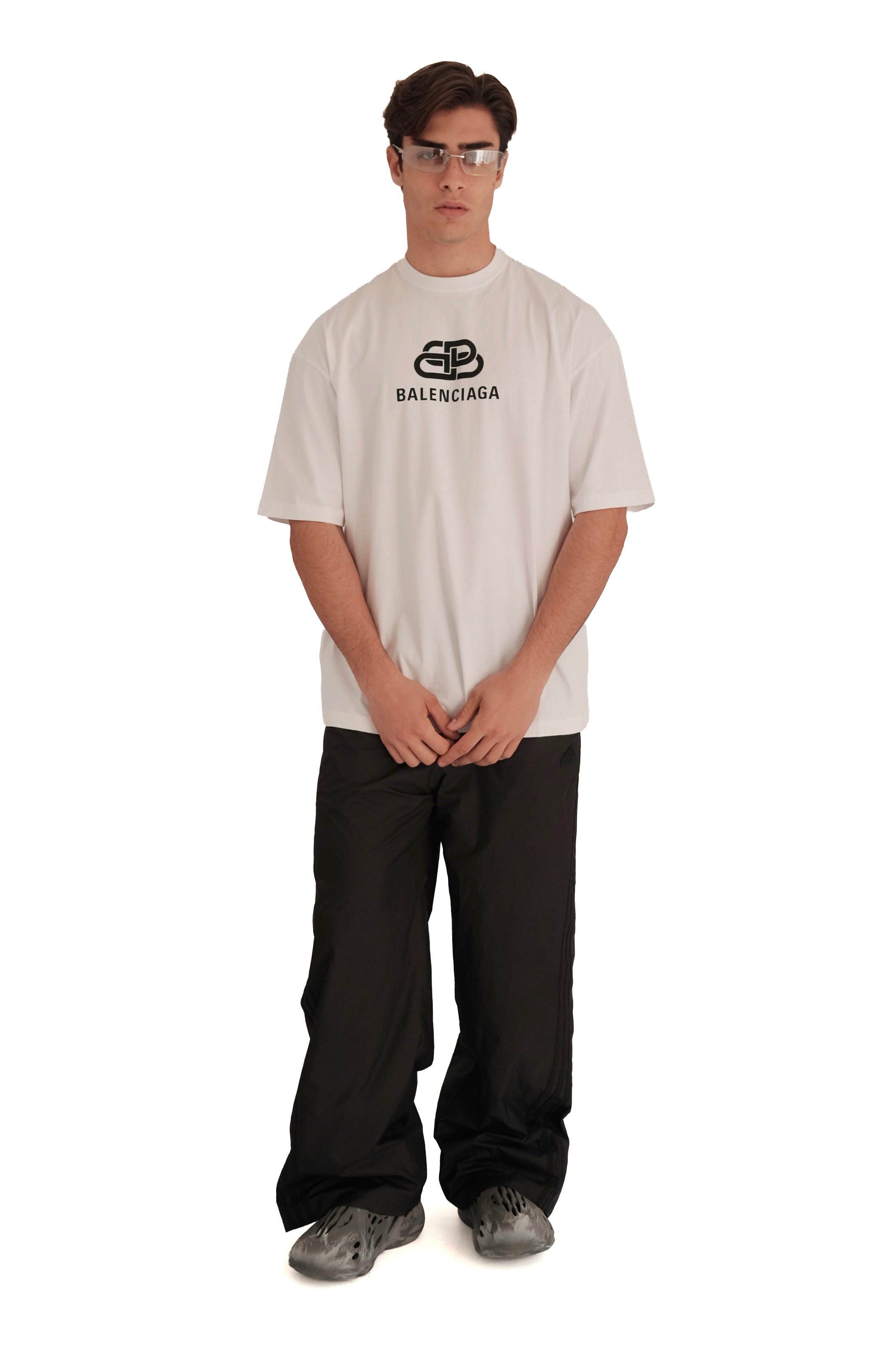 Balenciaga BB Logo Printed Cotton White T-Shirt
