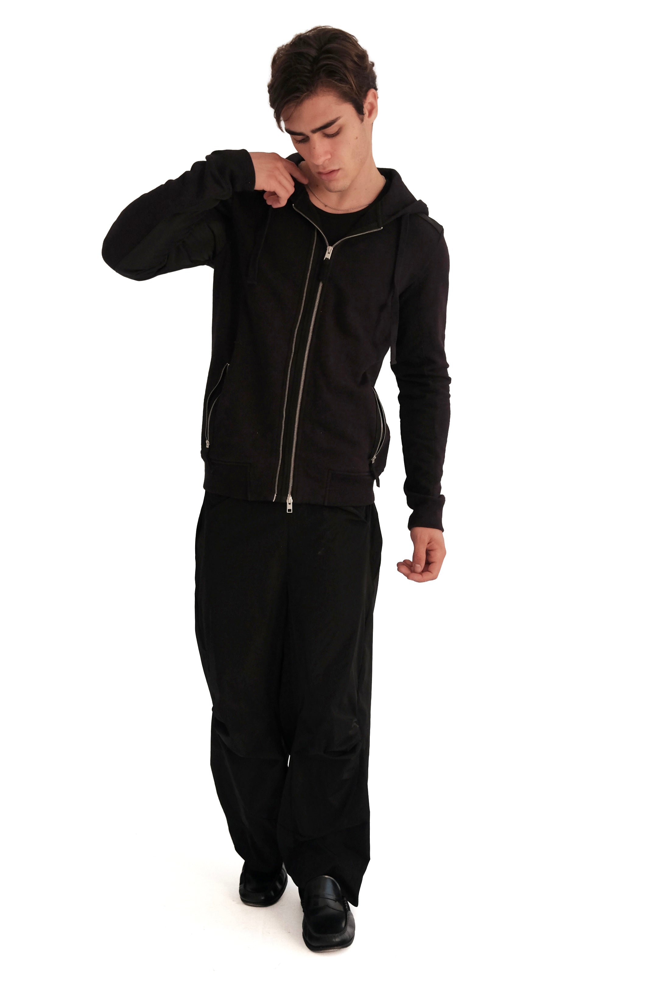 AllSaints Double Zip Raven Hoodie