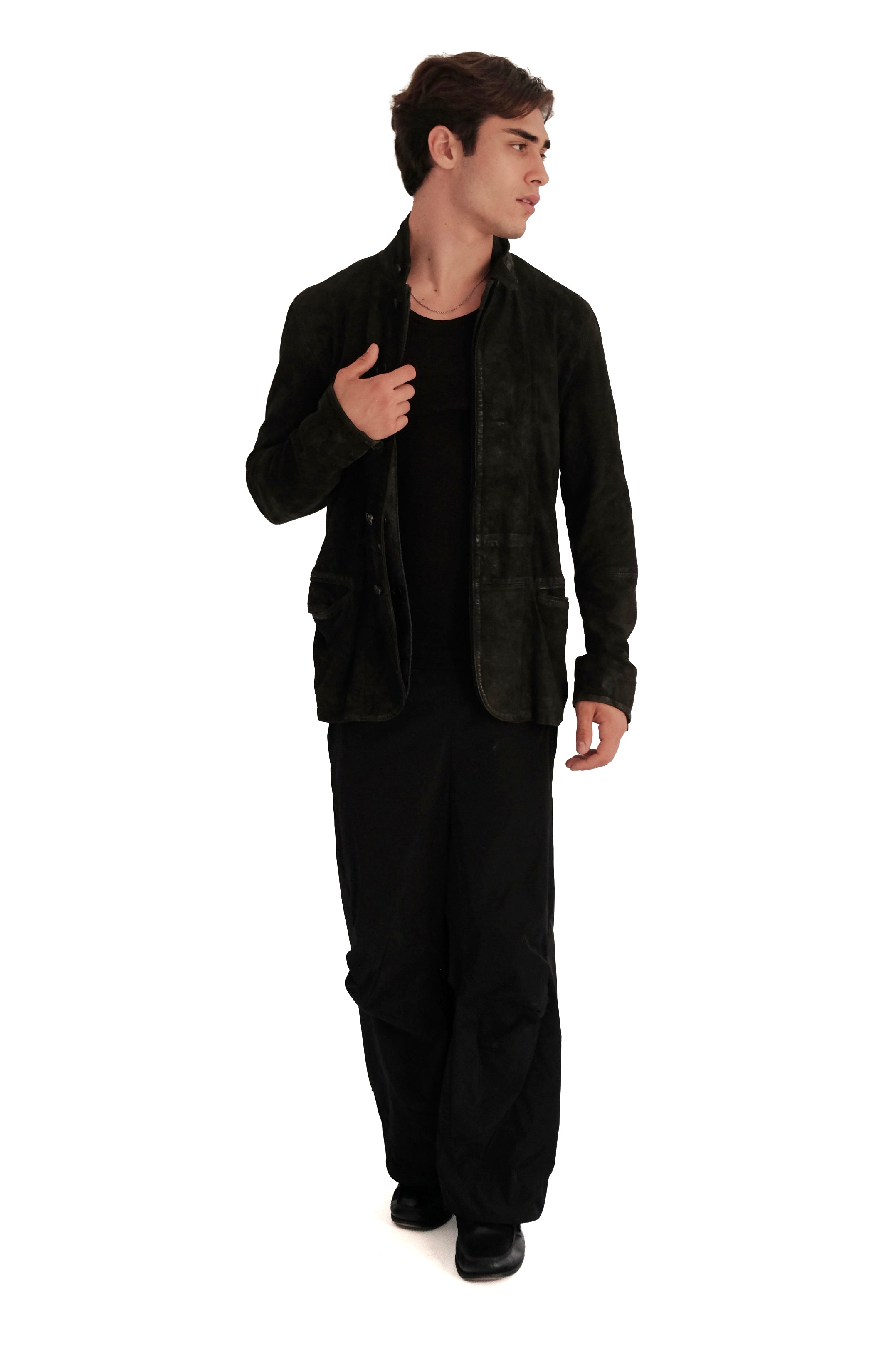 AllSaints Olive Suede Leather Jacket